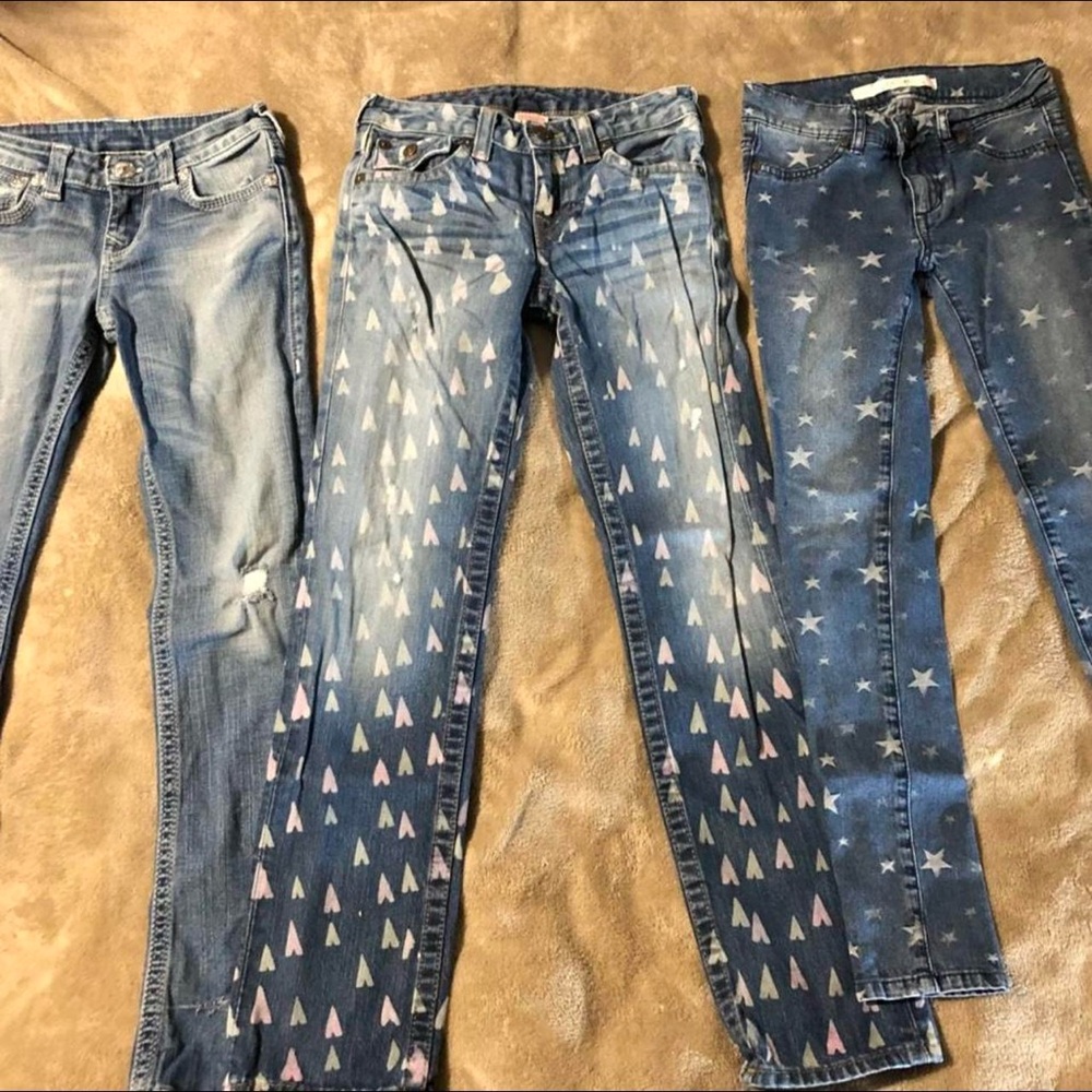 Lot of 3 girls designer jeans, size 12, True Religion and Joes Jeans